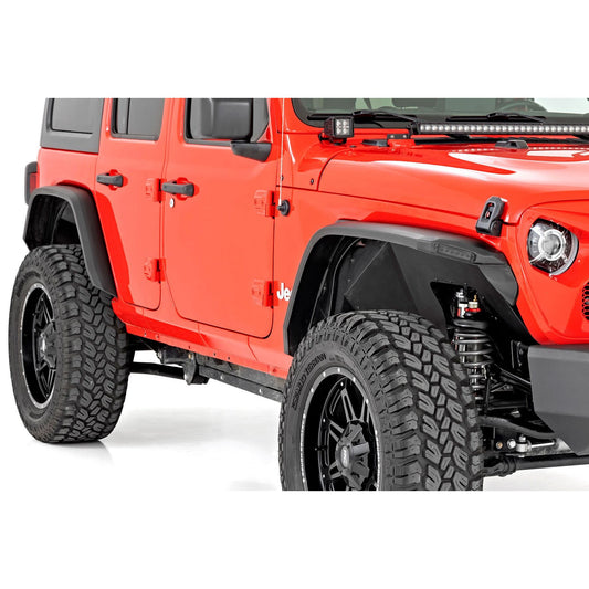 ROUGH COUNTRY High Clearance LED Flat Fender Flare Kit | UV Treated | Jeep Wrangler JL (18-24) | 99036