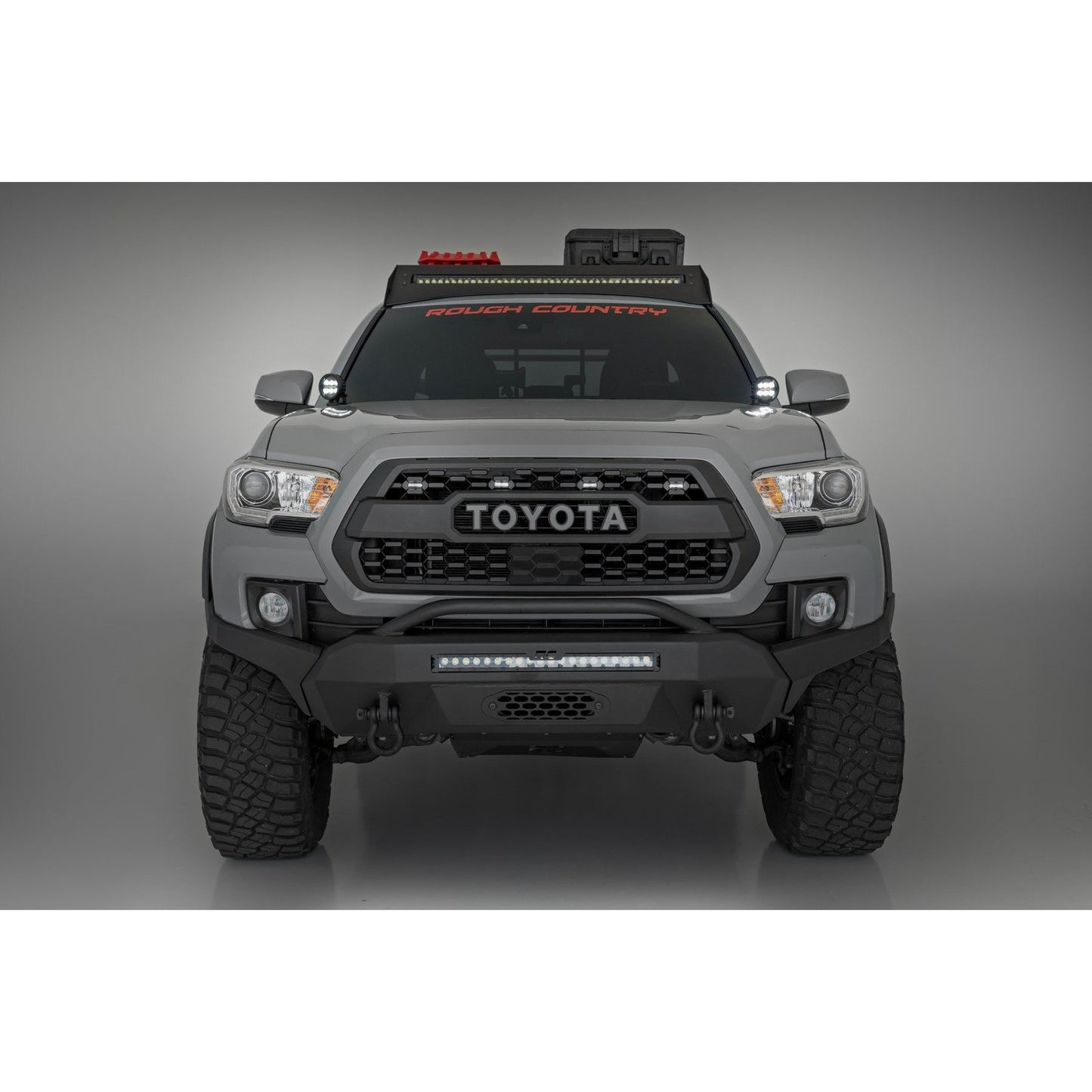 ROUGH COUNTRY LED Light Kit | Ditch Mount | Black Series Round | 3.5 Inch | Amber DRL | Toyota Tacoma (16-23) | 71085