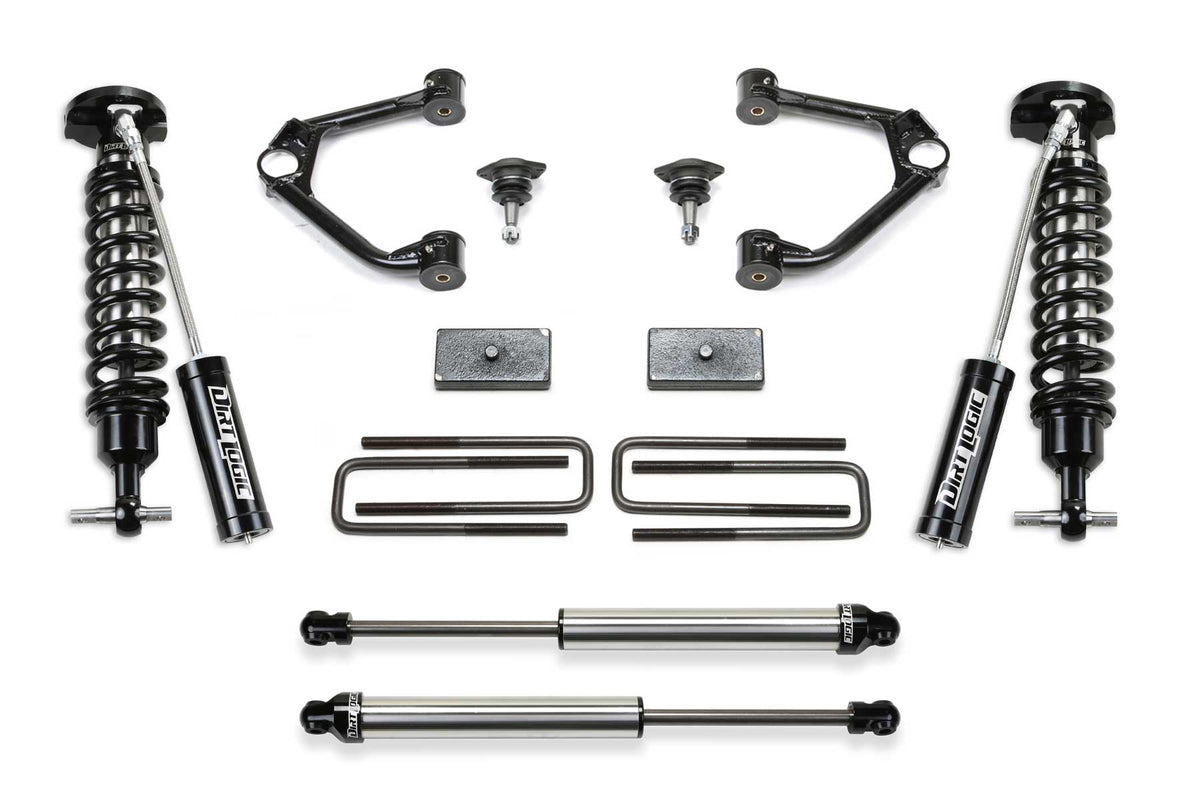 FABTECH | 3" Ball Joint UCA Lift Kit – Front Dirt Logic 2.5 Resi Coilovers & Rear Dirt Logic 2.25 Shocks | Chevy Silverado / Gmc Sierra | K1190DL — product image 1