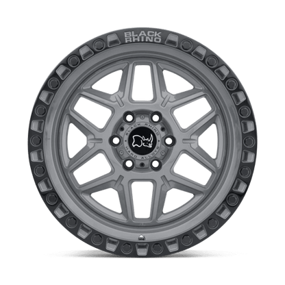 Black Rhino KELSO Battleship Gray W/ Black Ring showcasing rugged design and split-spoke style.