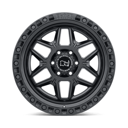 Black Rhino KELSO Matte Black wheel showcasing rugged monoblock design with simulated beadlock ring.