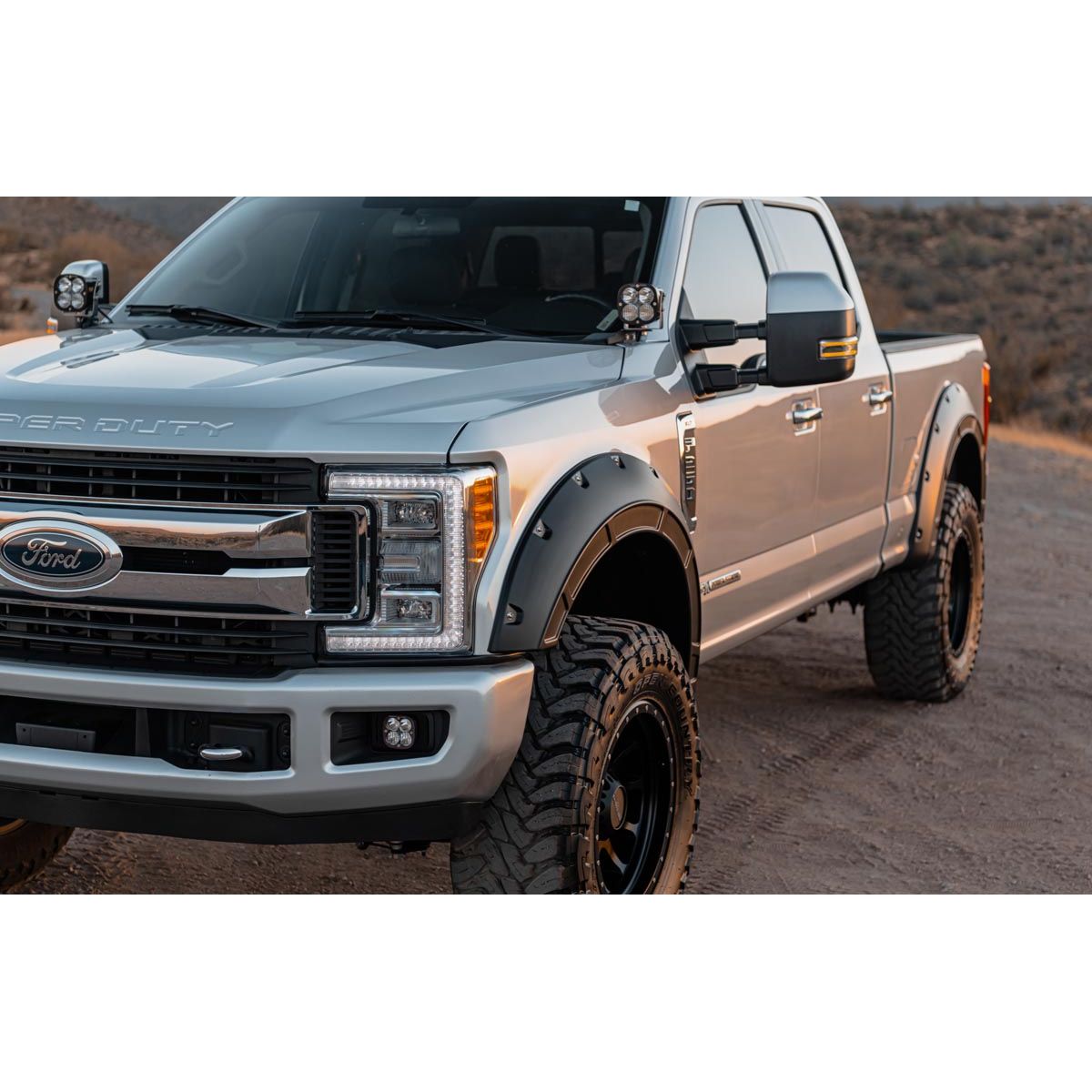ROUGH COUNTRY | Fender Flares  Defender  G1 Absolute Black  Ford F-250/F-350 Super Duty (17-22) | A-F21112-G1