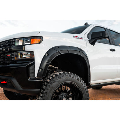ROUGH COUNTRY | Defender Fender Flares  G42 White Sands  Chevy Silverado 1500 (19-26) | A-C12211-G42