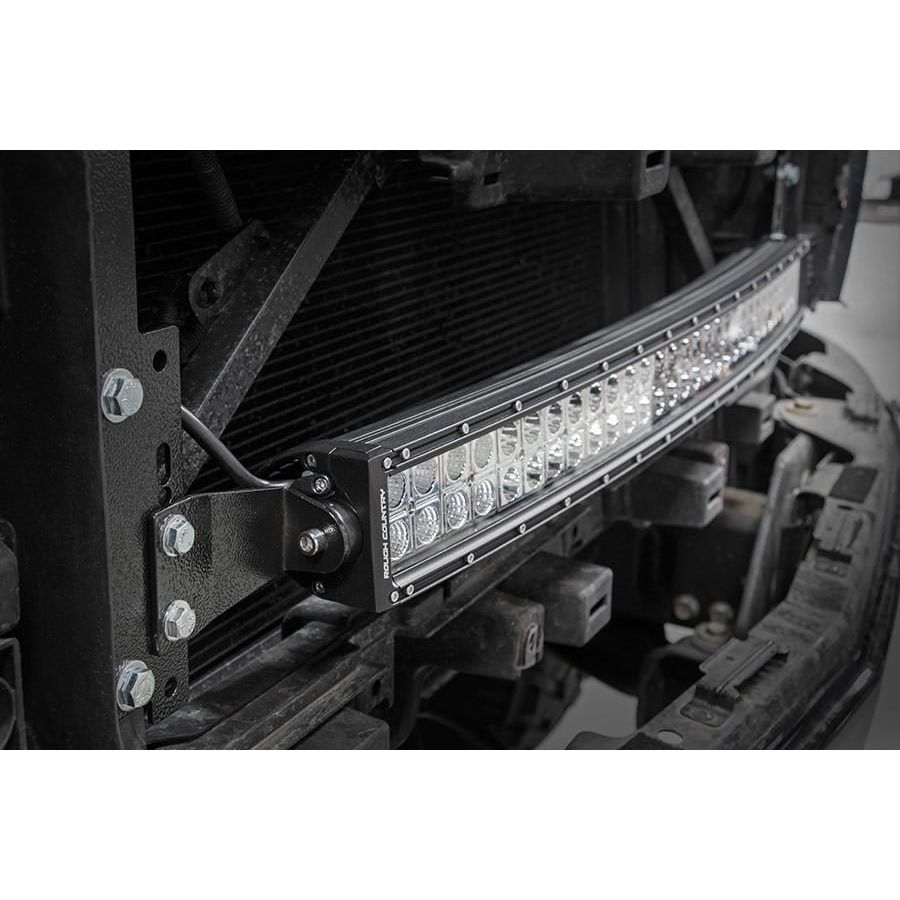 ROUGH COUNTRY LED Light Kit | Behind Grille Mount | 30" Black Dual Row | White DRL | Chevy Silverado 1500 (14-15) | 70624