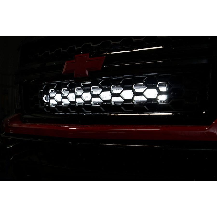 ROUGH COUNTRY LED Light Kit | Behind Grille Mount | 30" Black Dual Row | White DRL | Chevy Silverado 1500 (14-15) | 70624