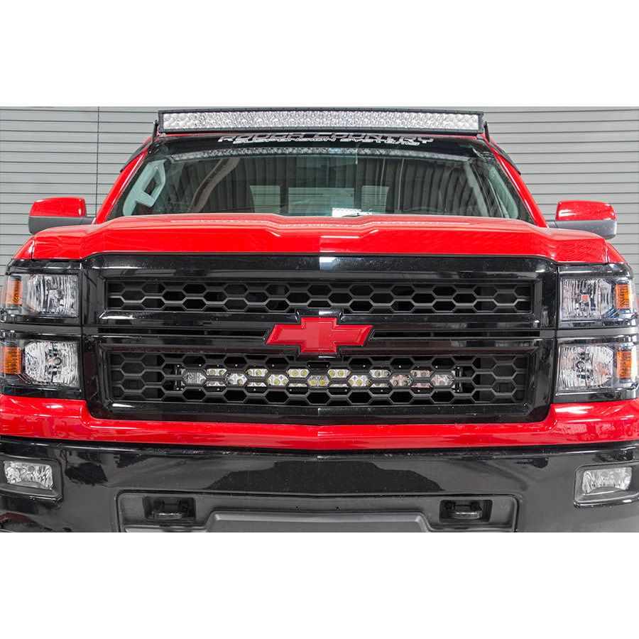 ROUGH COUNTRY LED Light Kit | Behind Grille Mount | 30" Black Dual Row | White DRL | Chevy Silverado 1500 (14-15) | 70624