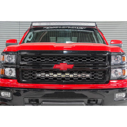 ROUGH COUNTRY LED Light Kit | Behind Grille Mount | 30" Black Dual Row | White DRL | Chevy Silverado 1500 (14-15) | 70624
