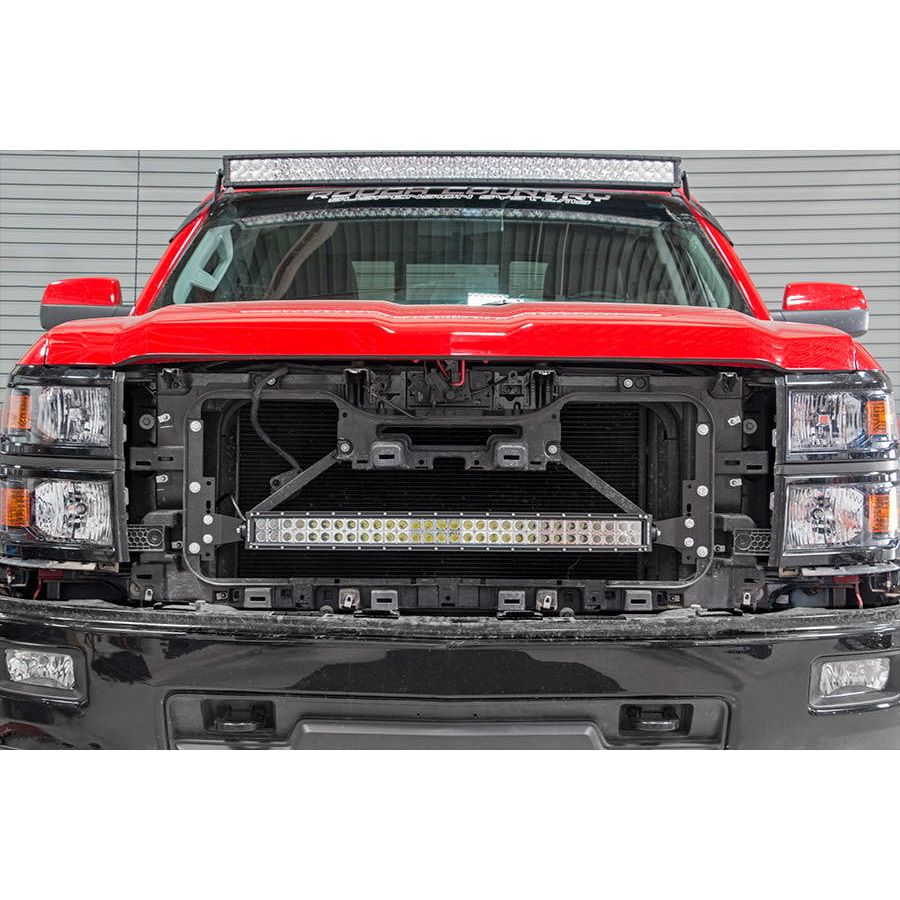ROUGH COUNTRY LED Light Kit | Behind Grille Mount | 30" Black Dual Row | White DRL | Chevy Silverado 1500 (14-15) | 70624