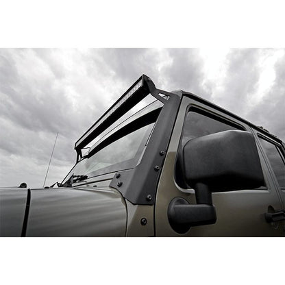 ROUGH COUNTRY LED Light | Windshield Mnt | 50" Black Dual Row | Amber DRL | Jeep Wrangler JK (07-18) | 70504BLDRLA