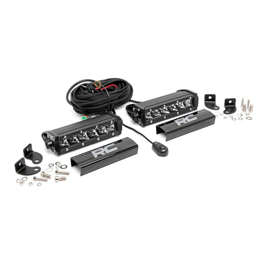 ROUGH COUNTRY 6 Inch Chrome Series LED Light Bar | Single Row | Pair | 70706