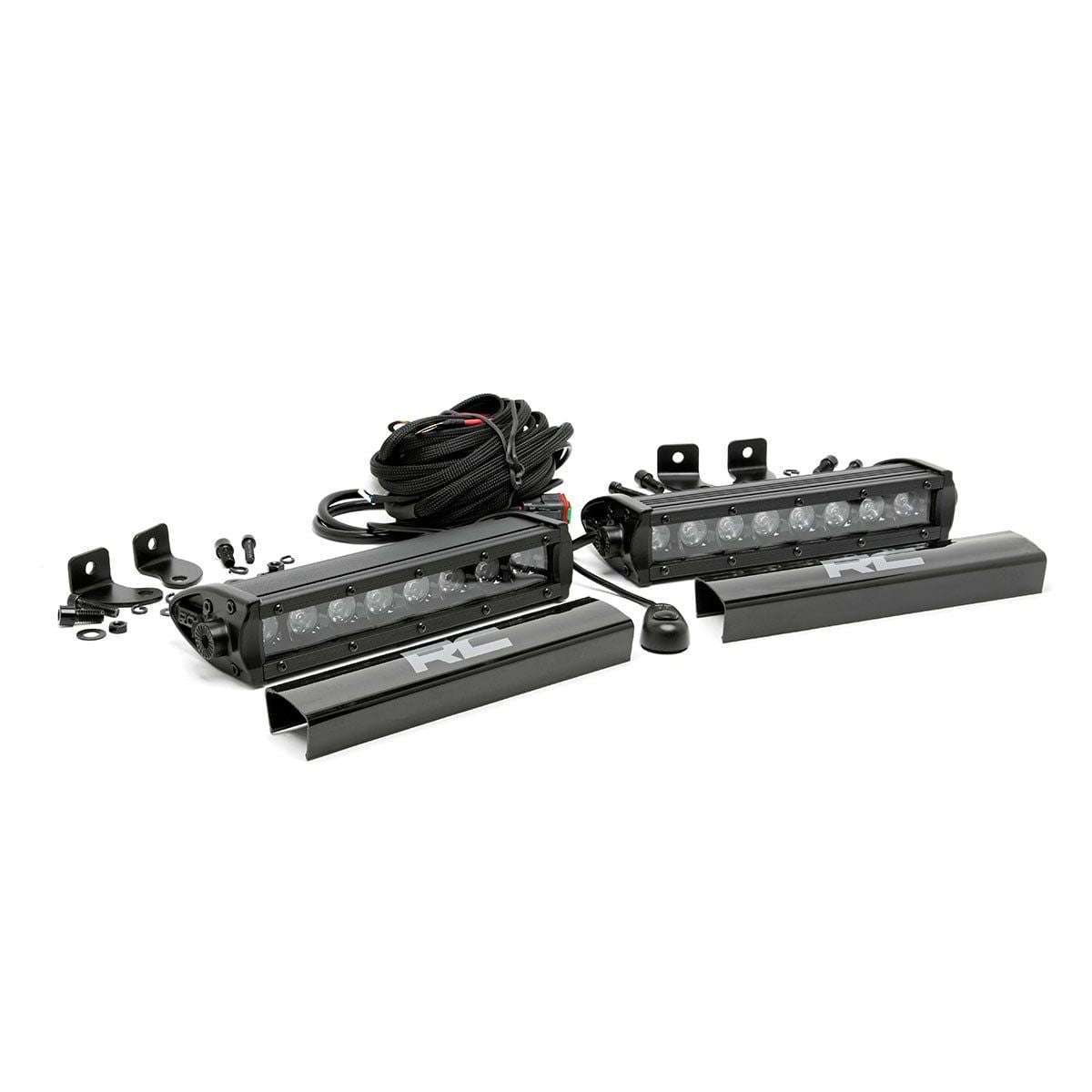 ROUGH COUNTRY 8 Inch Black Series LED Light Bar | Single Row | Pair | 70728BL