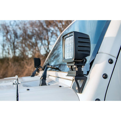 ROUGH COUNTRY Light Mounts | Lower Windshield | Jeep Wrangler JK/Wrangler Unlimited  (07-18) | 6004