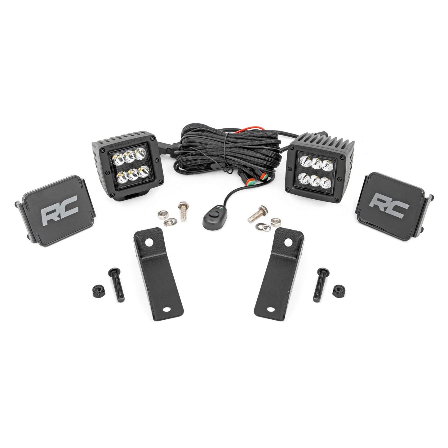 ROUGH COUNTRY LED Light Kit | Rear Mount | 2" Black Pair | Flood | Can-Am Maverick Sport 1000R  | 97082