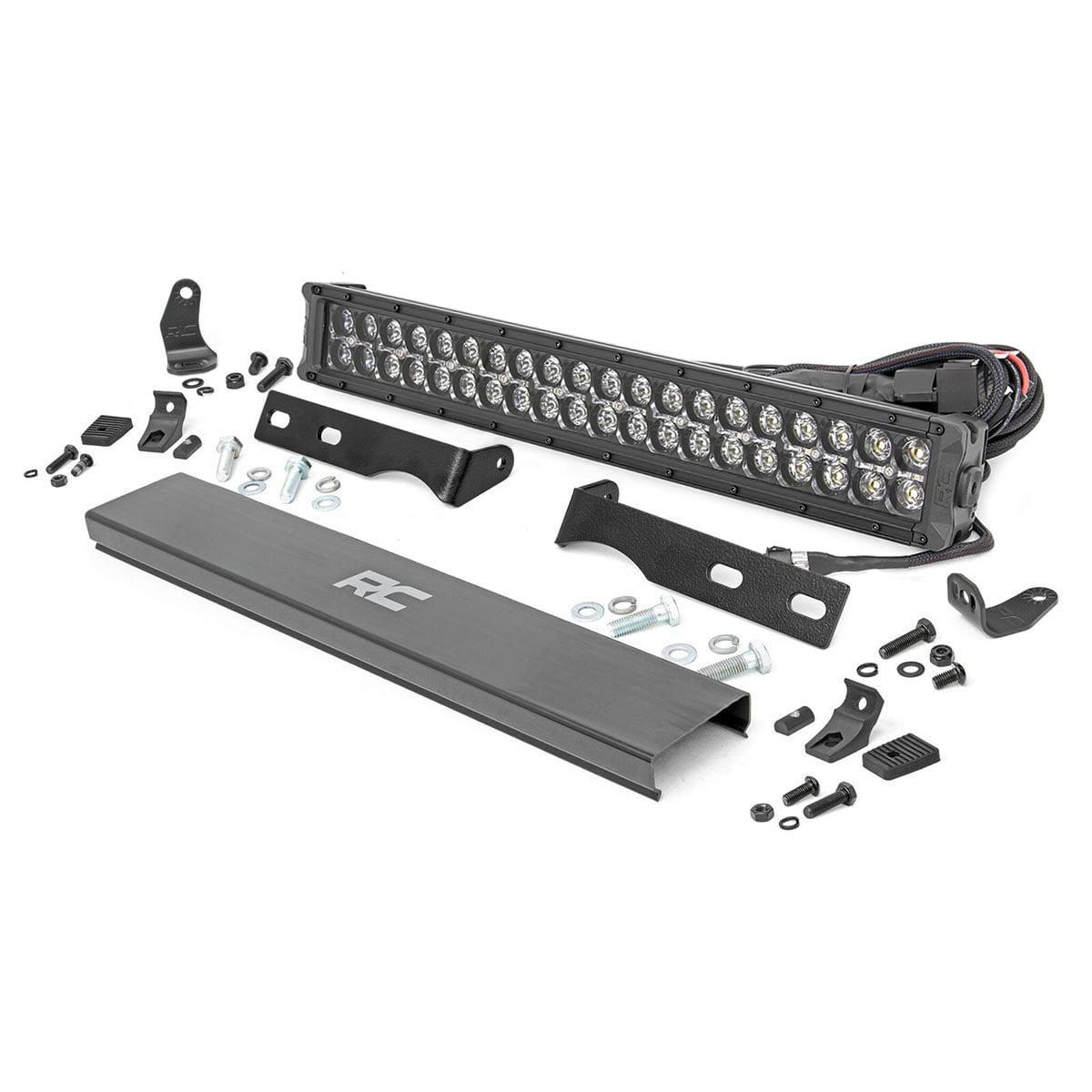 ROUGH COUNTRY LED Light Kit | Bumper Mount | 20" Black Dual Row | White DRL | Jeep Grand Cherokee WK2 (11-20) | 70773DRL