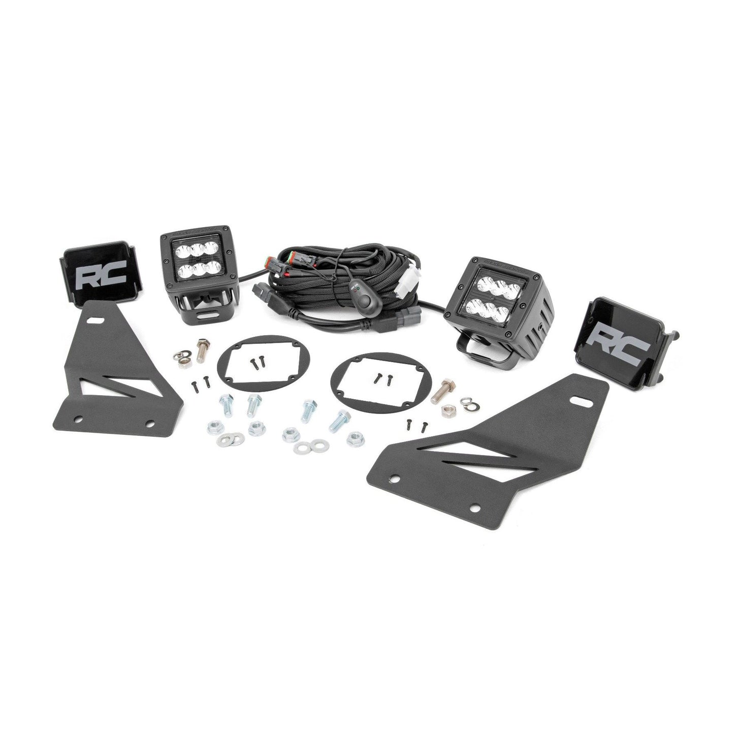 ROUGH COUNTRY LED Light Kit | Fog Mount | 2" Black Pair | Spot | Nissan Frontier (05-20) | 71023
