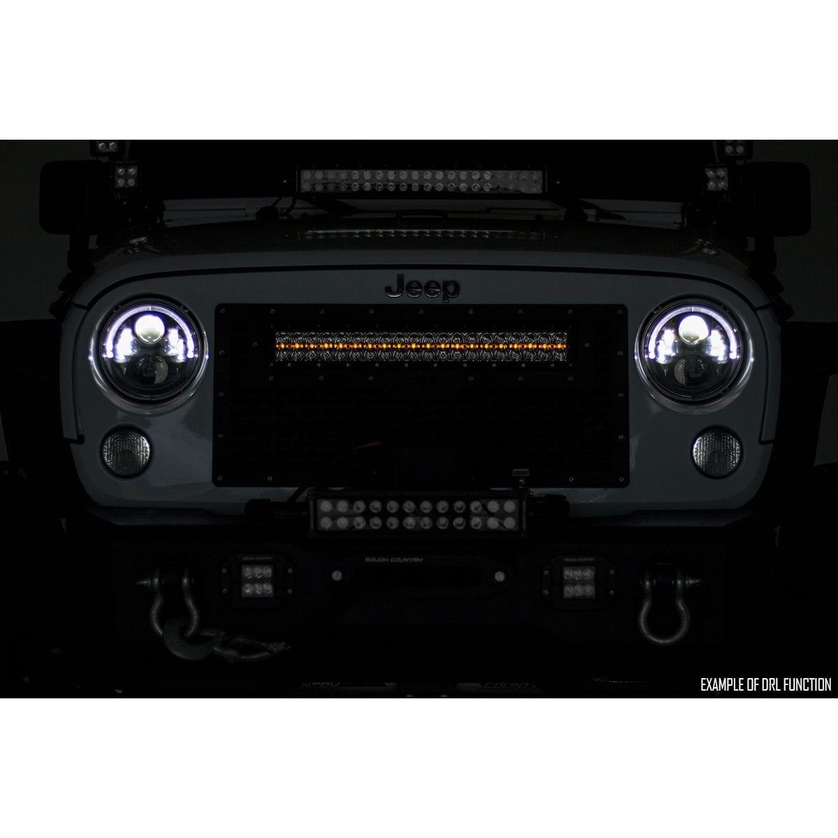 ROUGH COUNTRY 20 Inch Black Series LED Light Bar | Dual Row | Amber DRL | 70920BDA
