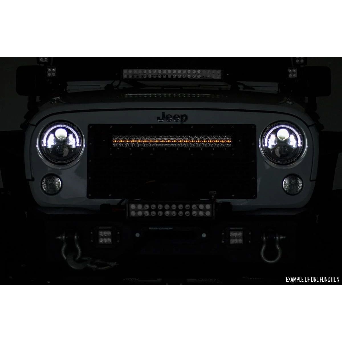 ROUGH COUNTRY 8 Inch Black Series LED Light Bar | Single Row | Amber DRL | 70718BLDRLA