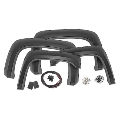ROUGH COUNTRY Pocket Fender Flares | 6'7" & 8' Bed | 46 Stealth Gray | Chevy Silverado 1500/2500HD/3500HD (07-14) | F-C10714B-46