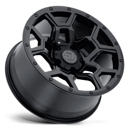 Black Rhino OVERLAND Matte Black wheel showcasing rugged design and monoblock construction.