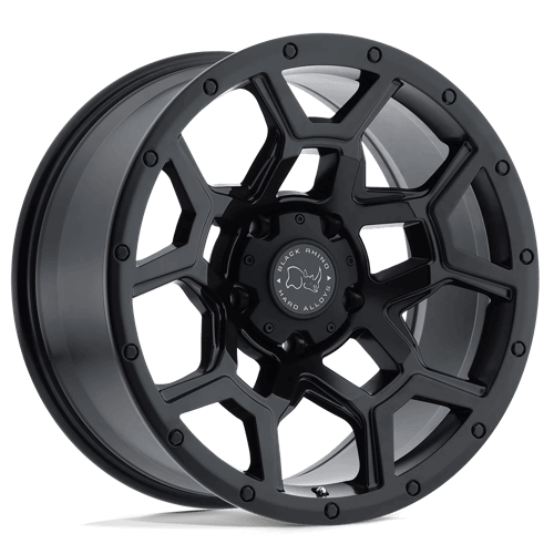 Black Rhino OVERLAND Matte Black - rugged wheel with angular spoke design for off-road adventures.