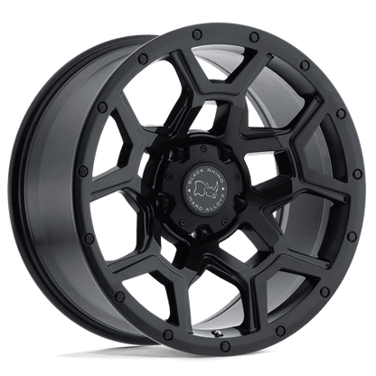 Black Rhino OVERLAND Matte Black - rugged wheel with angular spoke design for off-road adventures.
