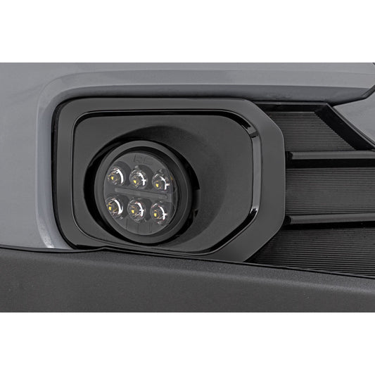 ROUGH COUNTRY | LED Fog Light Kit  3.5 Inch Round Black Series  Amber DRL  Toyota Tacoma (16-23) | 71095