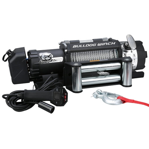 BULLDOG WINCH 12000LB TRAILER WINCH, SYNTHETIC ROPE, HAWSE FAIRLEAD 10040