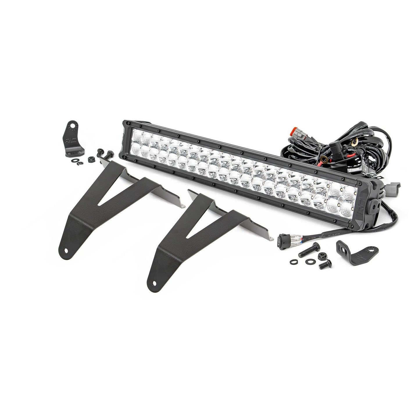 ROUGH COUNTRY LED Light Kit | Bumper Mount | 20" Chrome Dual Row | White DRL | Ram 1500 (19-24) | 70780