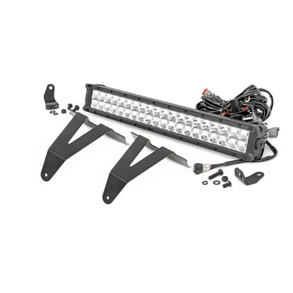 ROUGH COUNTRY LED Light Kit | Bumper Mount | 20" Chrome Dual Row | White DRL | Ram 1500 (19-24) | 70780