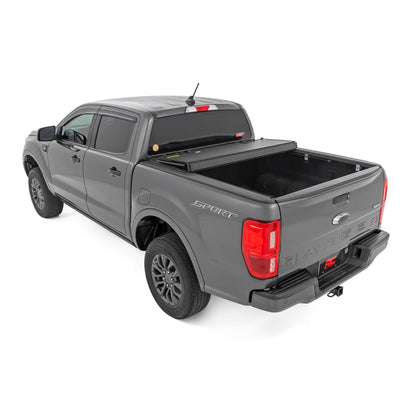 ROUGH COUNTRY Hard Tri-Fold Flip Up Bed Cover | 5' Bed | Ford Ranger 2WD/4WD (2019-2023) | 49220500