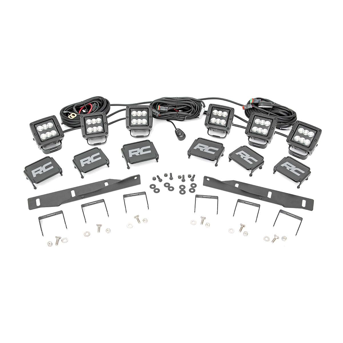 ROUGH COUNTRY LED Light Kit | Fog Mount | Triple 2" Black Pair | Ford Raptor 4WD (17-20) | 70700