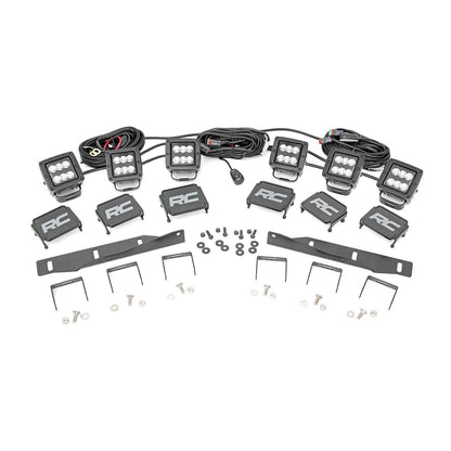 ROUGH COUNTRY LED Light Kit | Fog Mount | Triple 2" Black Pair | Ford Raptor 4WD (17-20) | 70700