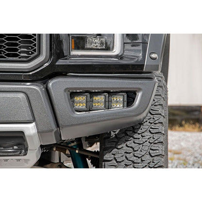 ROUGH COUNTRY LED Light Kit | Fog Mount | Triple 2" Black Pair | Ford Raptor 4WD (17-20) | 70700