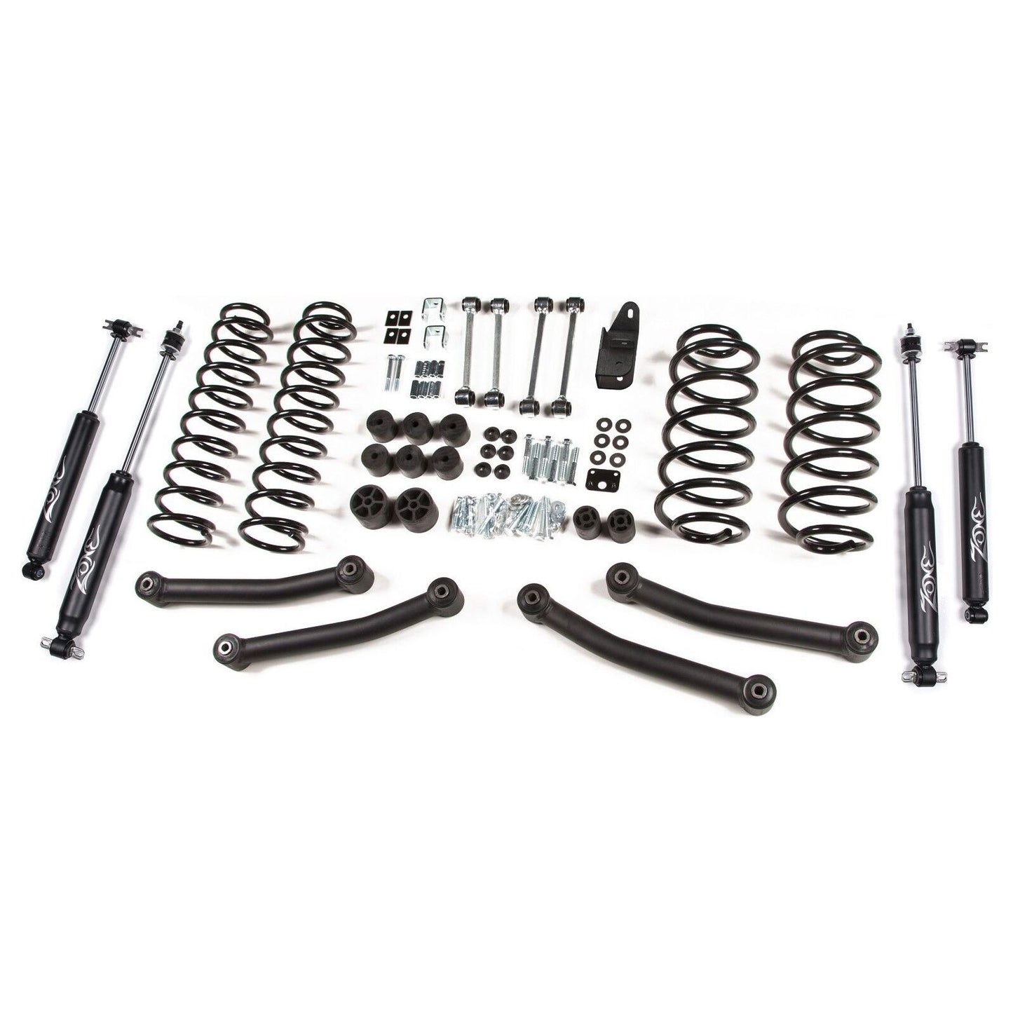 ZONE OFFROAD |  4?ǥ Coil Spring Lift Kit for 2003 - 2006 Jeep Wrangler (TJ) - 4WD -  J11N components laid out for installation.