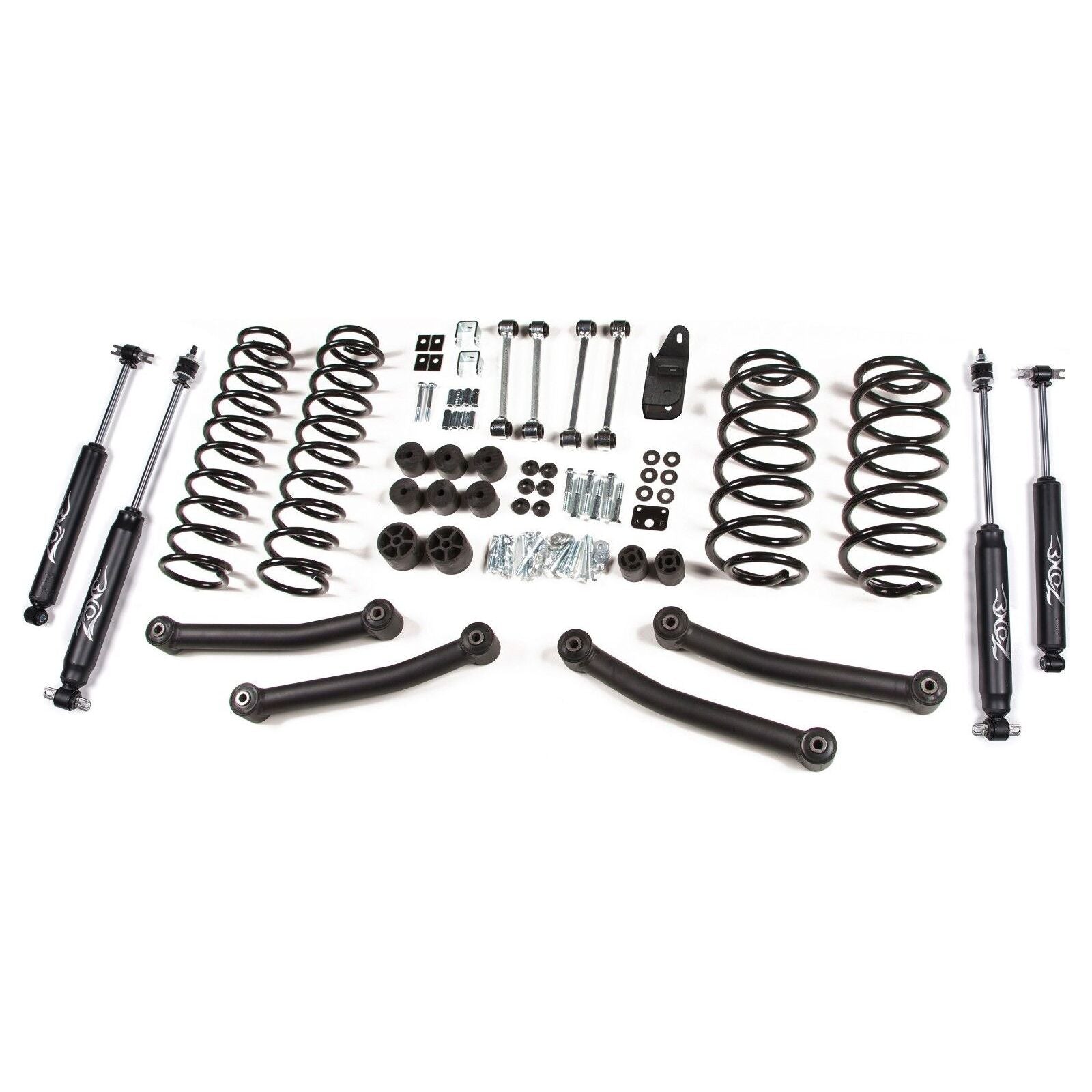 ZONE OFFROAD |  4?ǥ Coil Spring Lift Kit for 2003 - 2006 Jeep Wrangler (TJ) - 4WD -  J11N components laid out for installation.
