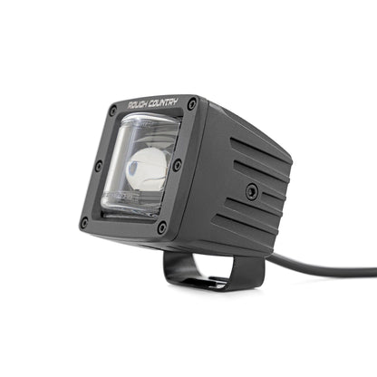 ROUGH COUNTRY 2 Inch Black Series LED Light Pods | SAE Fog | Yellow | 70907A