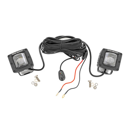 ROUGH COUNTRY 2 Inch Black Series LED Light Pods | SAE Fog | Yellow | 70907A