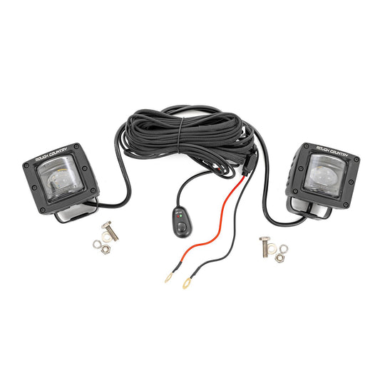 ROUGH COUNTRY 2 Inch Black Series LED Light Pods | SAE Fog | Yellow | 70907A