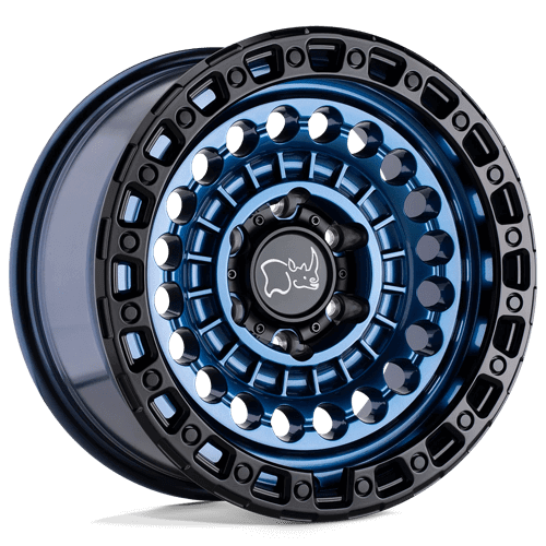 Black Rhino SENTINEL Cobalt Blue W/ Black Ring off-road wheel with simulated beadlock design.