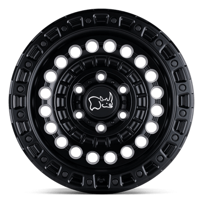 Black Rhino SENTINEL Matte Black off-road wheel with technical mil-spec profile and simulated beadlock ring.