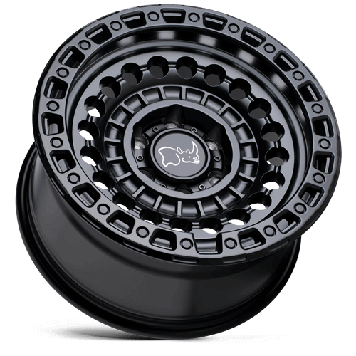 Black Rhino SENTINEL Matte Black off-road monoblock wheel with mechanical design styling and simulated beadlock ring.