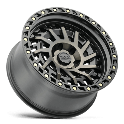 Black Rhino SHREDDER Matte Black W/ Mach Dark Tint wheel showcasing twisted spoke design and simulated beadlock.