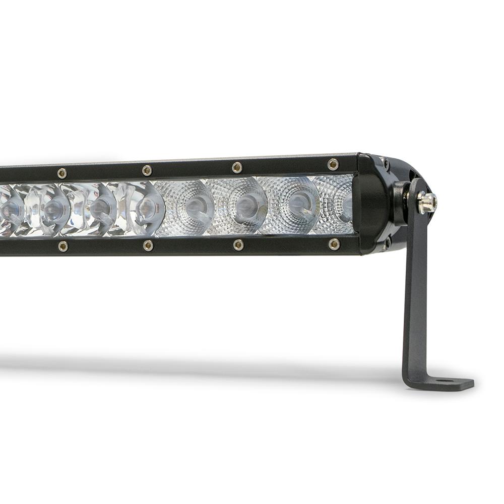 DV8 Off-Road Single Row LED Light Bar with Chrome Face 50 Inch C3| BS50E250W5W side view with mounting bracket