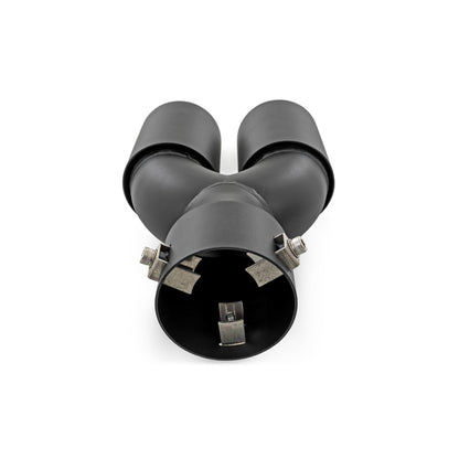 ROUGH COUNTRY Exhaust Tip | Black | Red RC Logo | 2.5-3 Inch Pipe Single Inlet | Dual Outlet | 96050