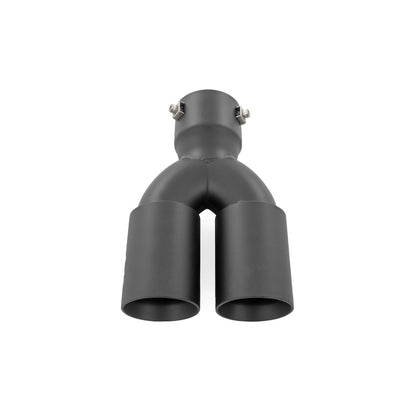 ROUGH COUNTRY Exhaust Tip | Black | Red RC Logo | 2.5-3 Inch Pipe Single Inlet | Dual Outlet | 96050