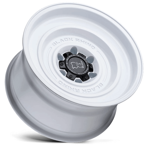 Black Rhino SOLID Gloss White wheel showcasing its simplistic design and durable monoblock construction.