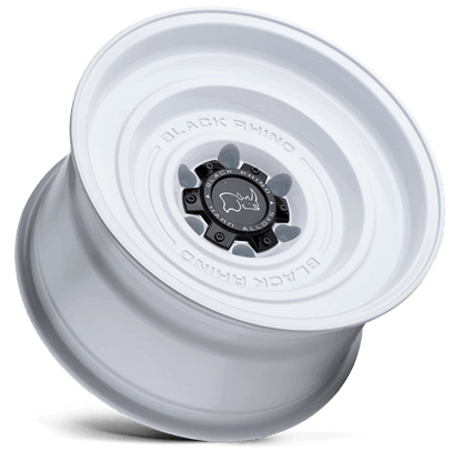 Black Rhino SOLID Gloss White wheel showcasing its simplistic design and durable monoblock construction.