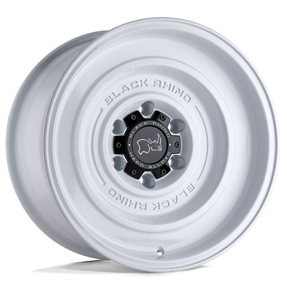 Black Rhino SOLID Gloss White wheel showcasing a simplistic monoblock design for off-road adventures.