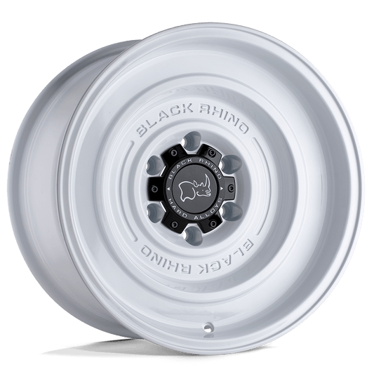 Black Rhino SOLID Gloss White wheel showcasing a simplistic monoblock design for off-road adventures.
