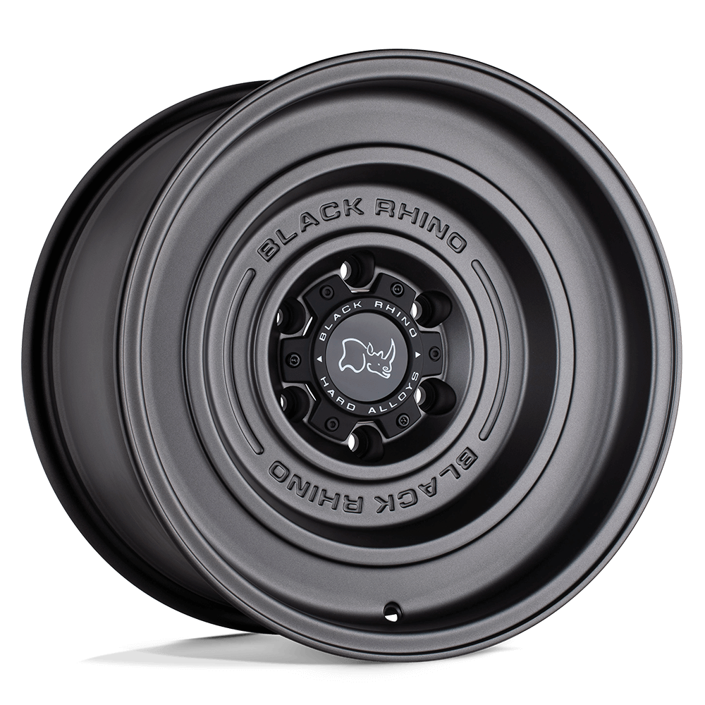 Black Rhino SOLID Matte Gun Black wheel with a sleek, matte finish for off-road vehicles.